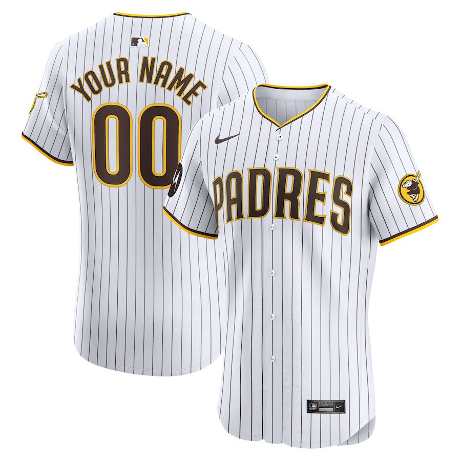 Men San Diego Padres Nike White Home Elite Custom Patch MLB Jersey->customized mlb jersey->Custom Jersey
